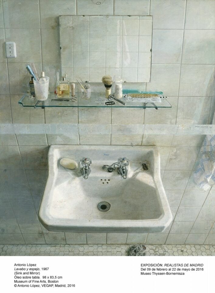 Lavabo y espejo, cuadro de Antonio López García