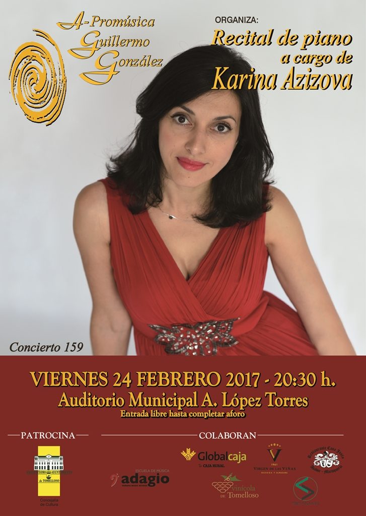 La Asociación Guillermo González ofrece este viernes en Tomelloso un concierto de Karina Azizova