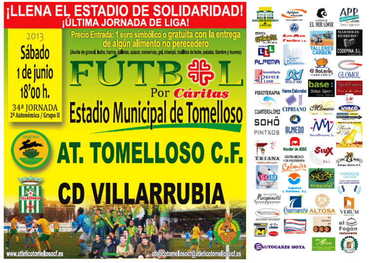 Fútbol por Cáritas. ¡Llena el estadio de solidaridad en la última jornada de liga!