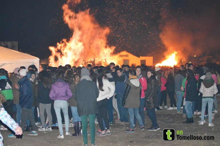 Las hogueras de San Antón iluminan la noche tomellosera