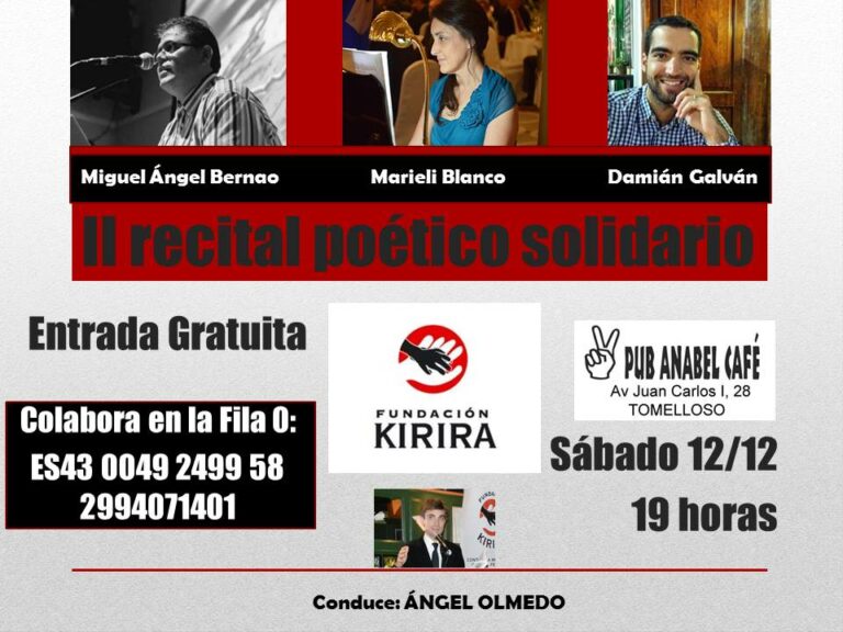 II Recital Poético Solidario a favor de la Fundación Kirira en Tomelloso