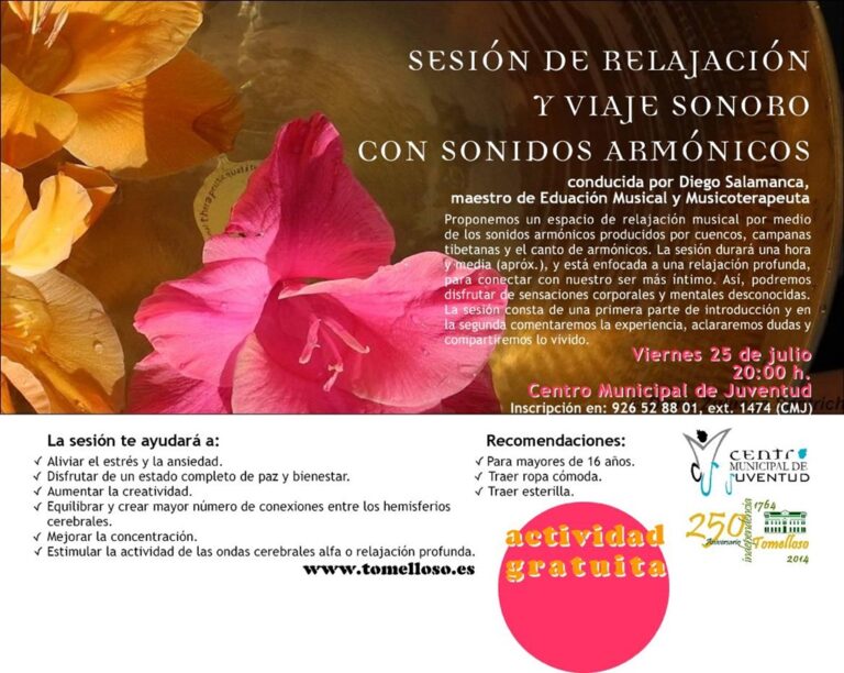 El Centro Joven de Tomelloso acogerá mañana una sesión de relajación y viaje sonoro