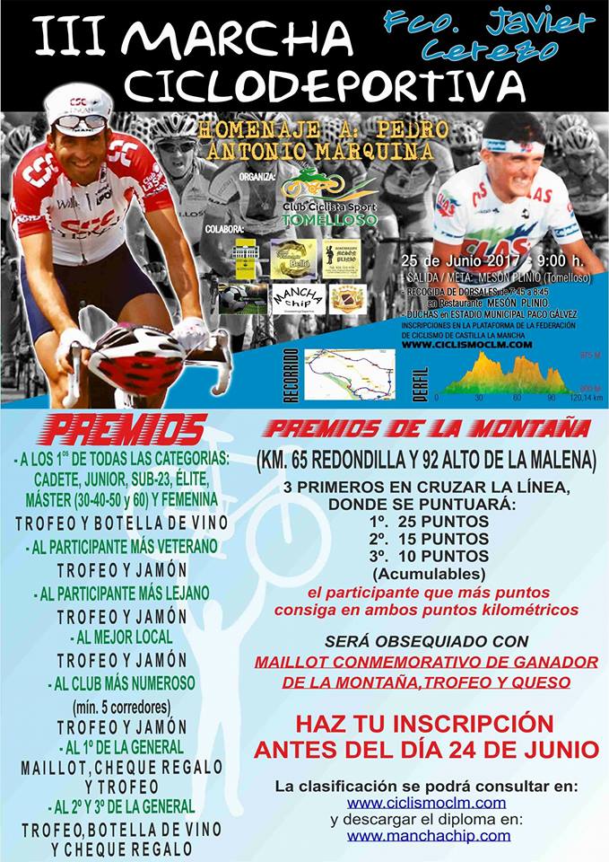 Más de 160 ciclistas participarán en III Marcha “Francisco Cerezo”, homenaje a Pedro Antonio Marquina
