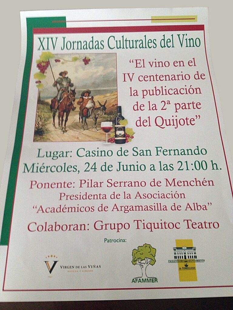 El Quijote protagonista de las XIV Jornadas Culturales del Vino de AFAMMER
