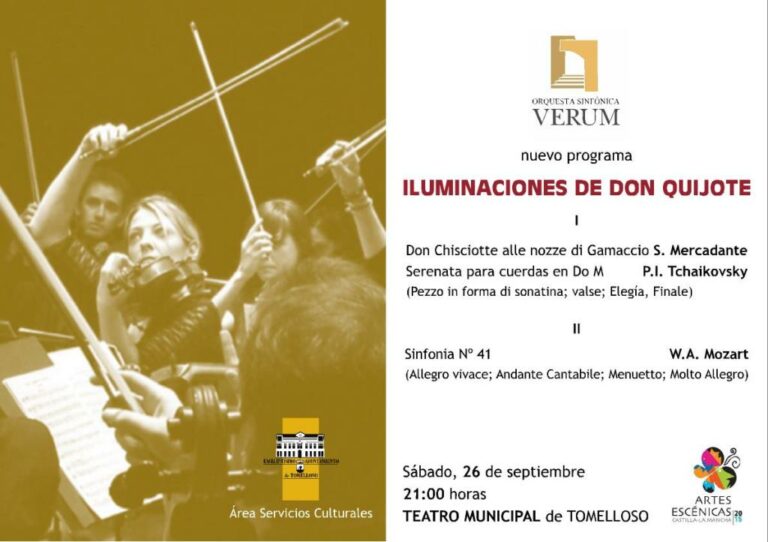 La Orquesta Sinfónica Verum ofrecerá este sábado en el Teatro Municipal “Iluminaciones de Don Quijote”