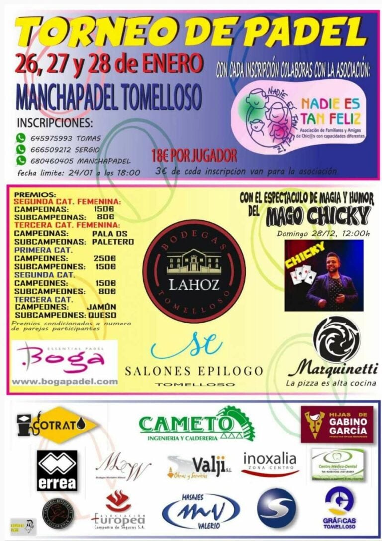 Todo preparado para el Torneo de Pádel de Tomelloso