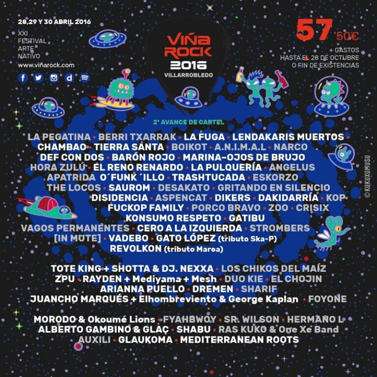 ToteKing, Def Con Dos, La Fuga o Barón Rojo, se suman al Viña Rock 2016