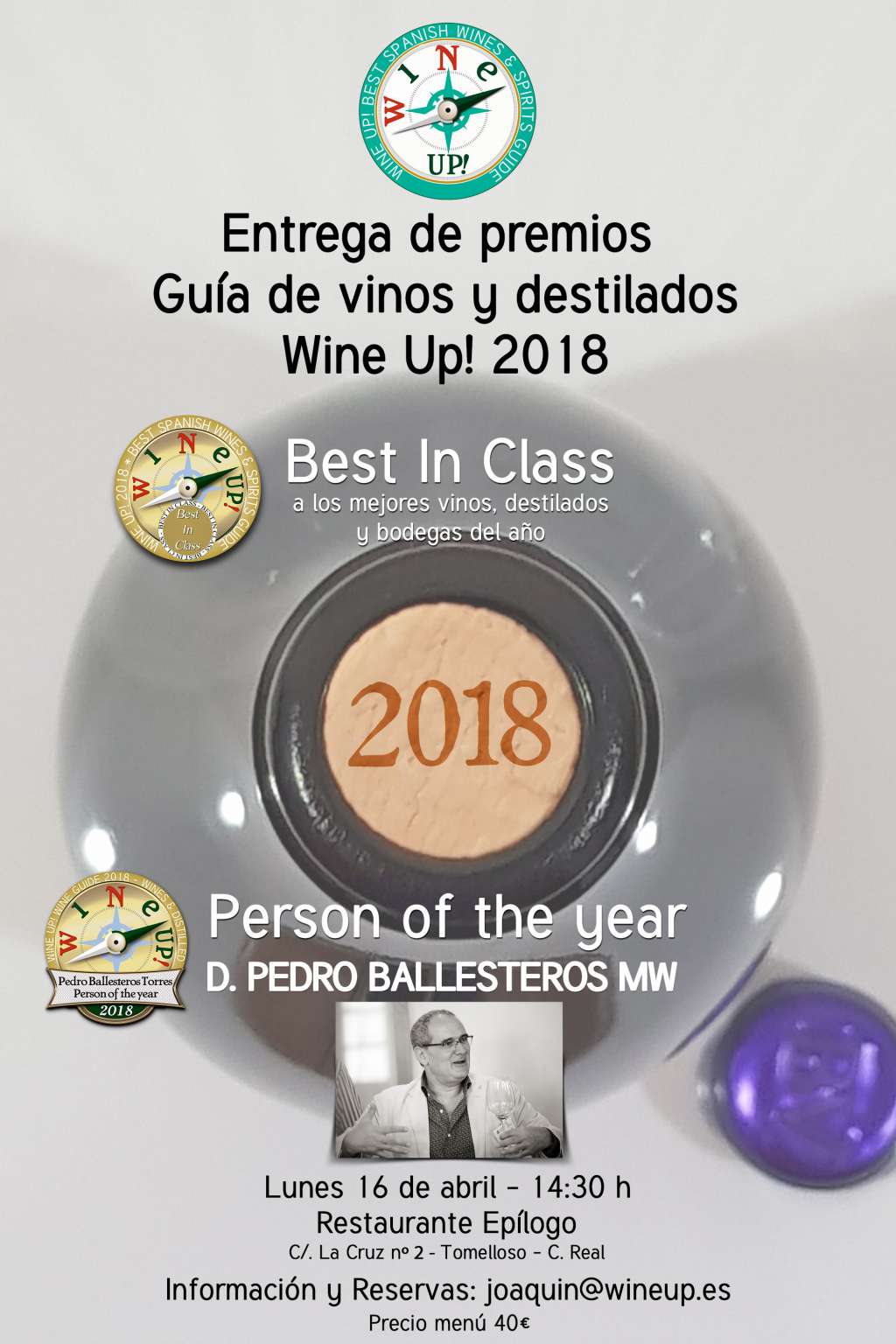 La gala Wine UP entrega el premio a ‘Personaje del año’ a Pedro Ballesteros en Tomelloso