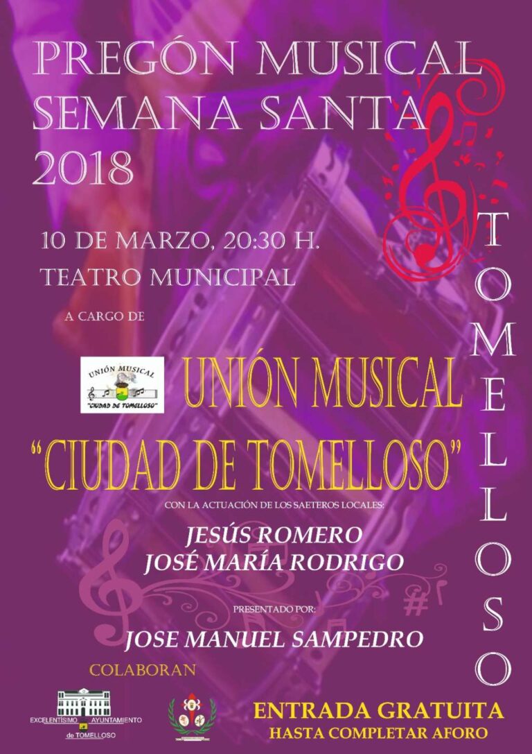 El Pregón Musical de la Semana Santa de Tomelloso se celebra mañana en el Teatro Municipal