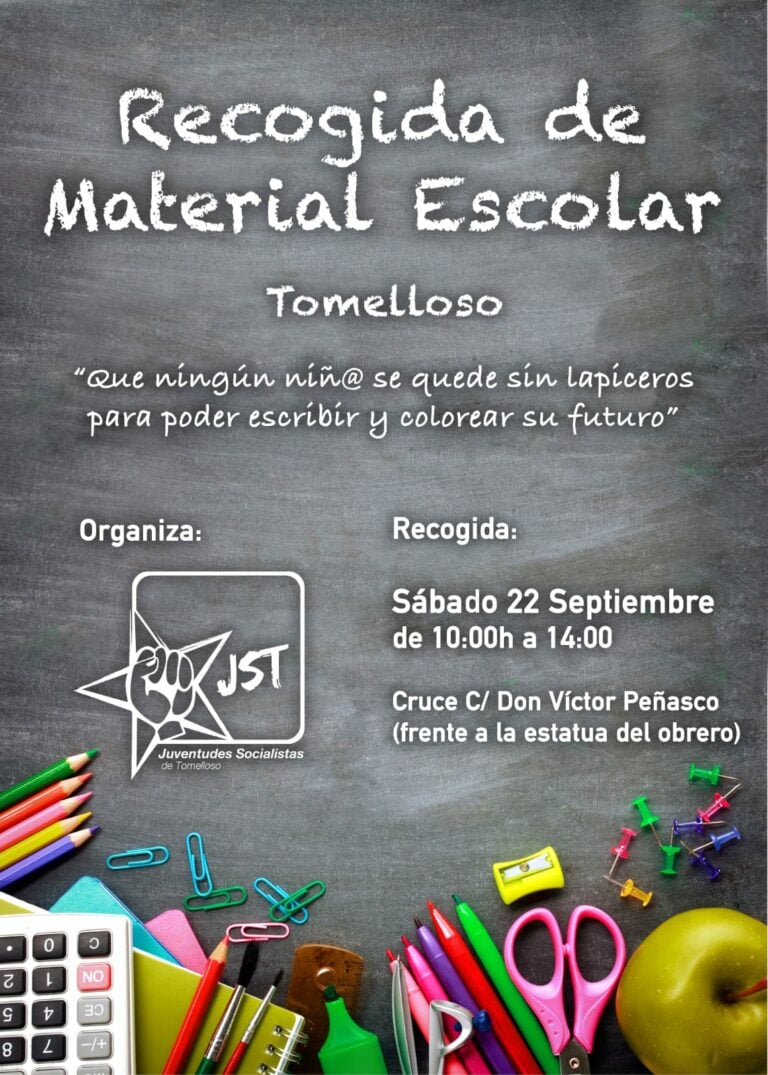 Juventudes Socialistas de Tomelloso se echa a la calle este sábado para recoger material escolar