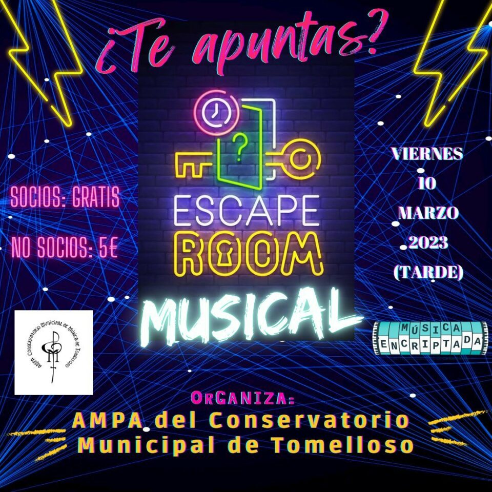 Escape Room musical el 10 de marzo en el Conservatorio Municipal de Tomelloso
