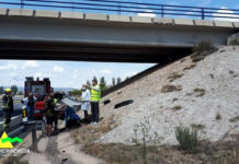 Tres heridos tras la salida de vía de un vehículo en la A-4 a la altura de Villarta de San Juan