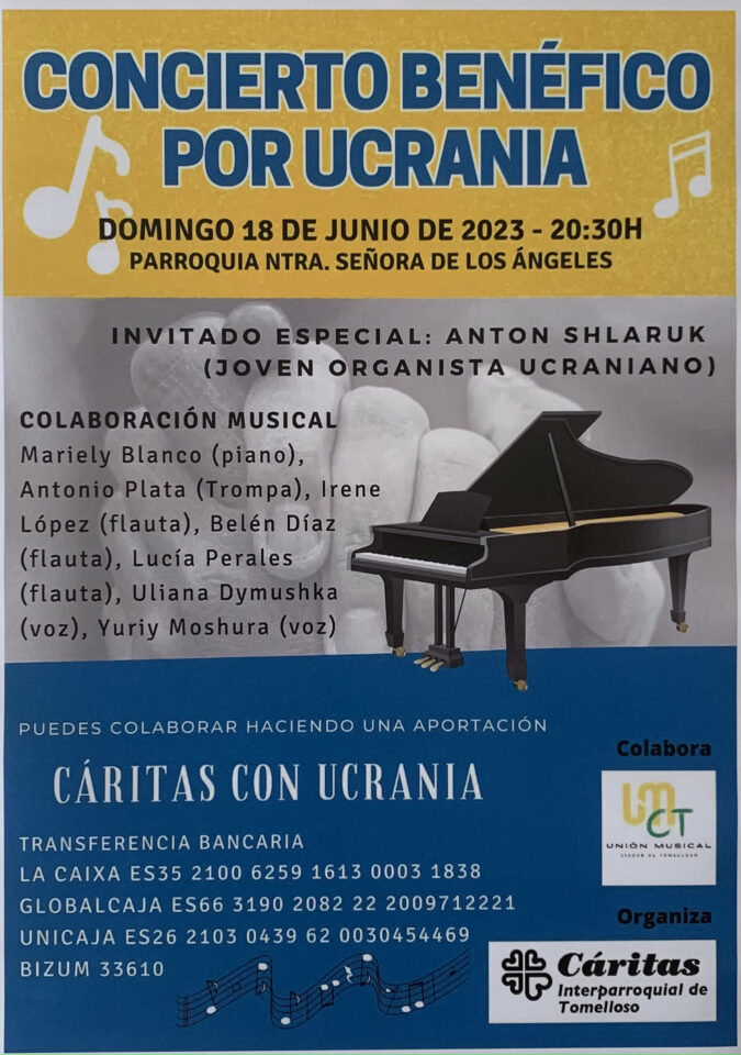 La parroquia de los Ángeles acogerá un concierto benéfico por Ucrania organizado por Cáritas Tomelloso