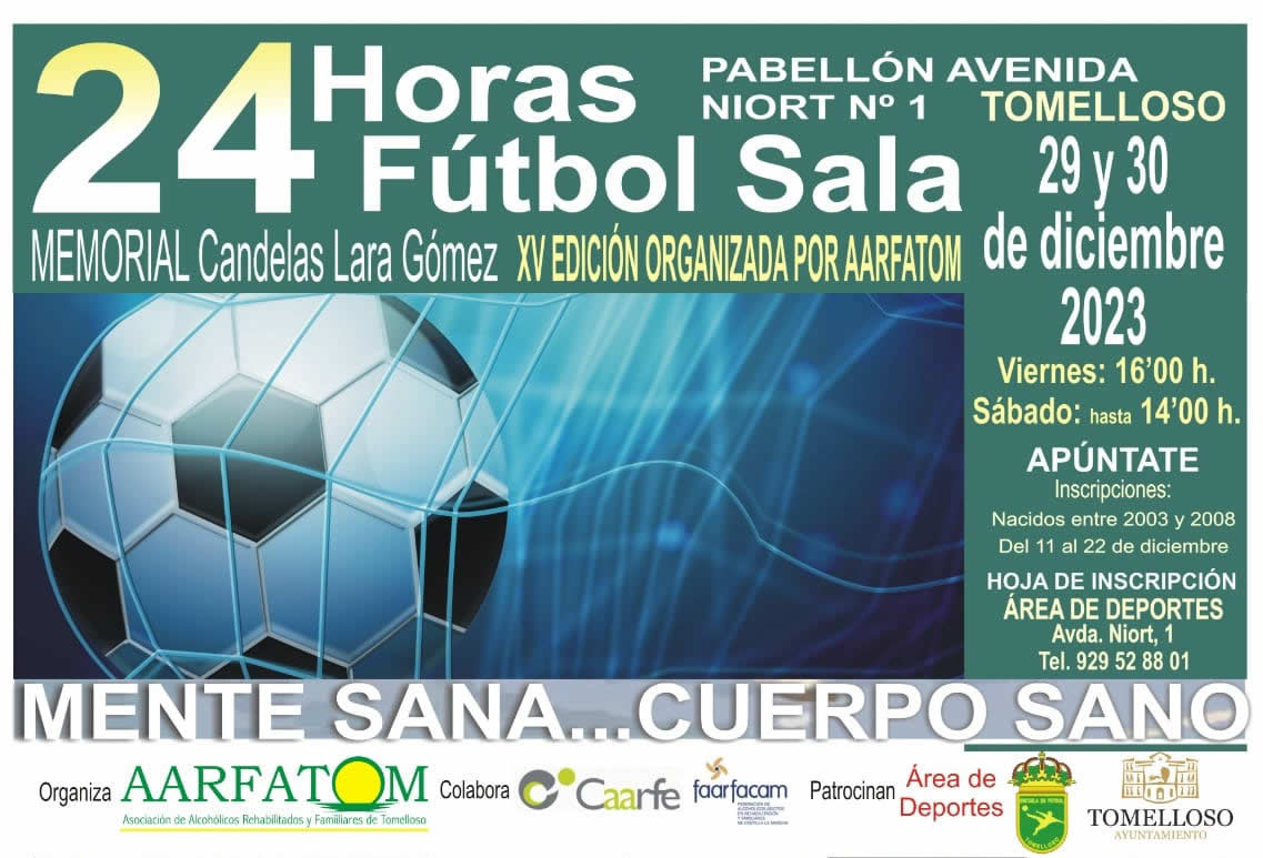 Tomelloso anuncia la Celebración del XV Maratón de Fútbol Sala organizado por AARFATOM