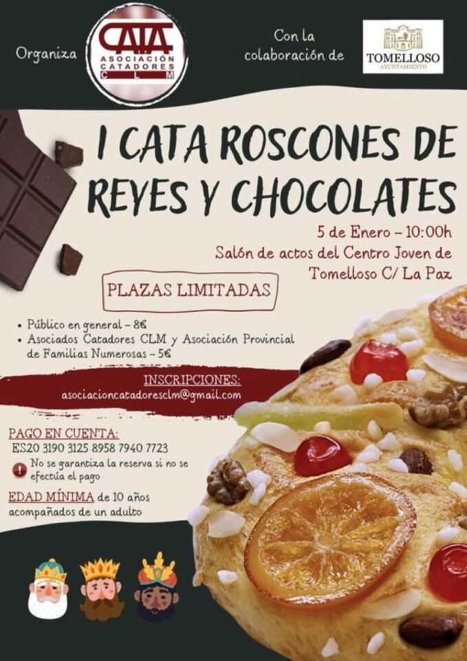 La I Cata de Roscón de Reyes de Tomelloso llegará el 5 de enero al Centro Joven con plazas limitadas