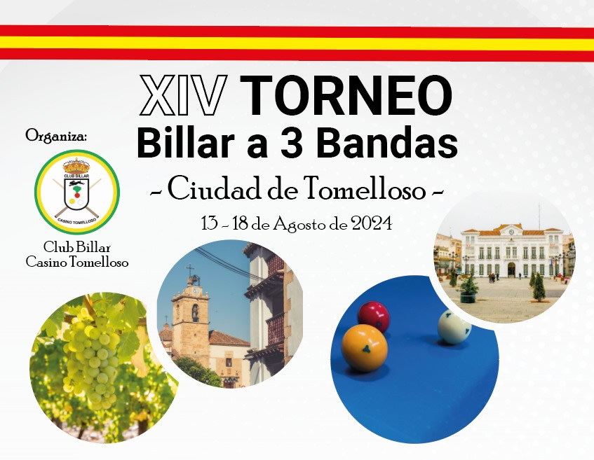 El XIV Torneo de Billar a 3 Bandas "Ciudad de Tomelloso" reunirá a jugadores de talla mundial