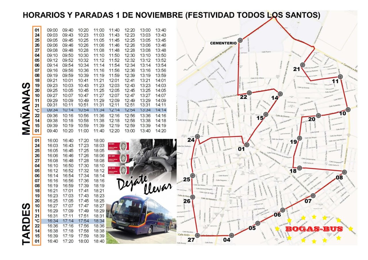 Servicio especial de autobús en el Día de Todos para llegar al cementerio