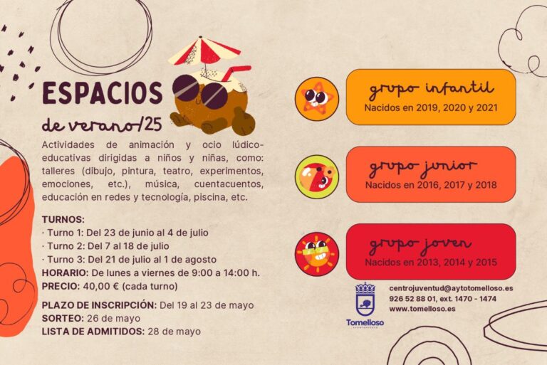 El plazo para las actividades de Infancia en el Centro Joven de Tomelloso estará abierto del 19 al 23 de mayo