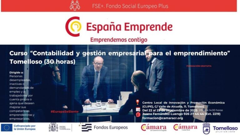 Tomelloso acogerá un curso gratis de contabilidad y gestión empresarial para el emprendimiento