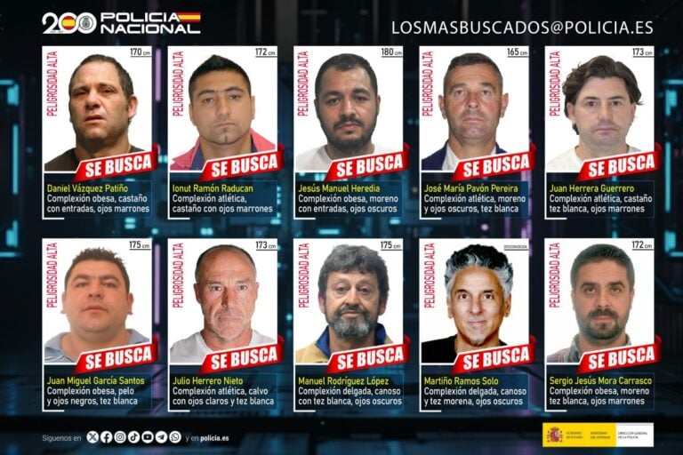 La Policía Nacional pide ayuda ciudadana para encontrar a los 10 fugitivos más buscados de España