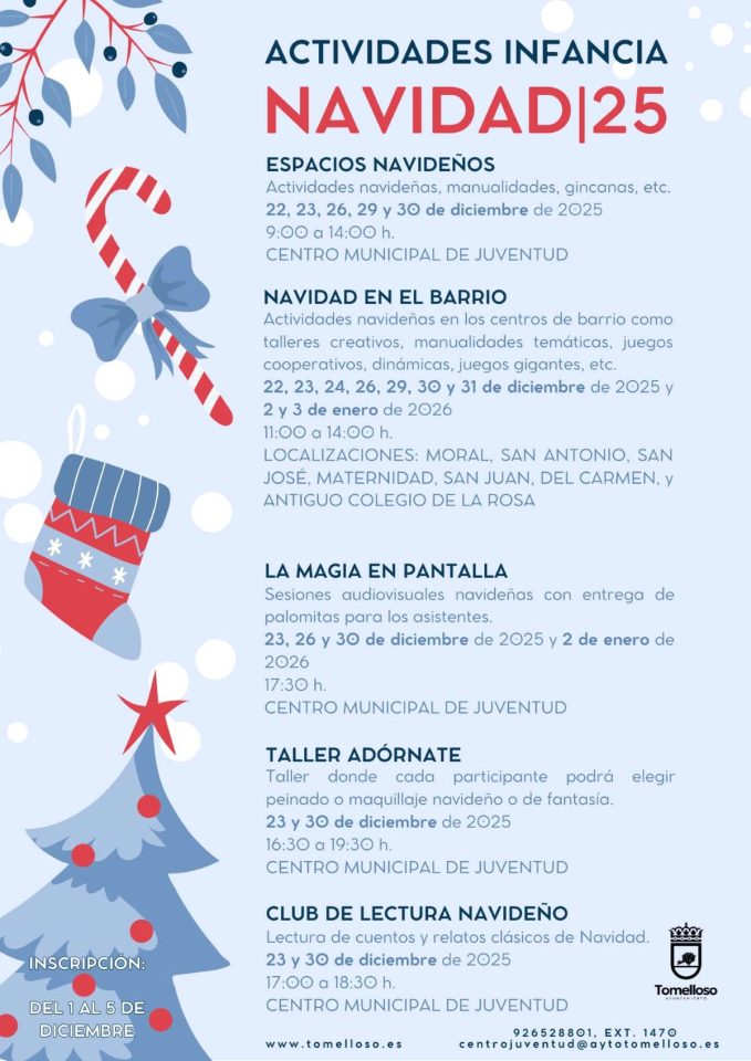 Las inscripciones para los talleres navideños de infancia en Tomelloso se cierran este viernes