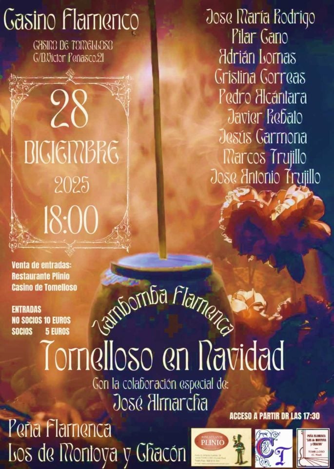 El Casino de Tomelloso acogerá una gran zambomba flamenca el 28 de diciembre