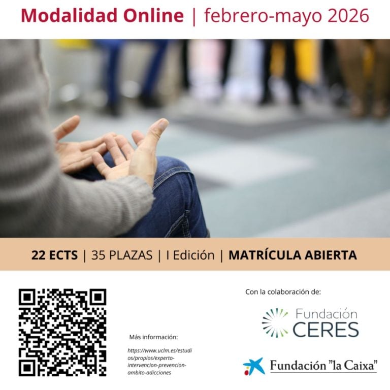 Abierta la inscripción al I Experto Universitario en Intervención y Prevención en el ámbito de las Adicciones, en colaboración con CERES