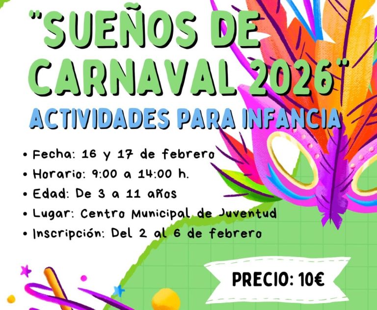 Tomelloso lanza “Sueños de Carnaval 2026”: talleres y apoyo a las familias durante las vacaciones escolares