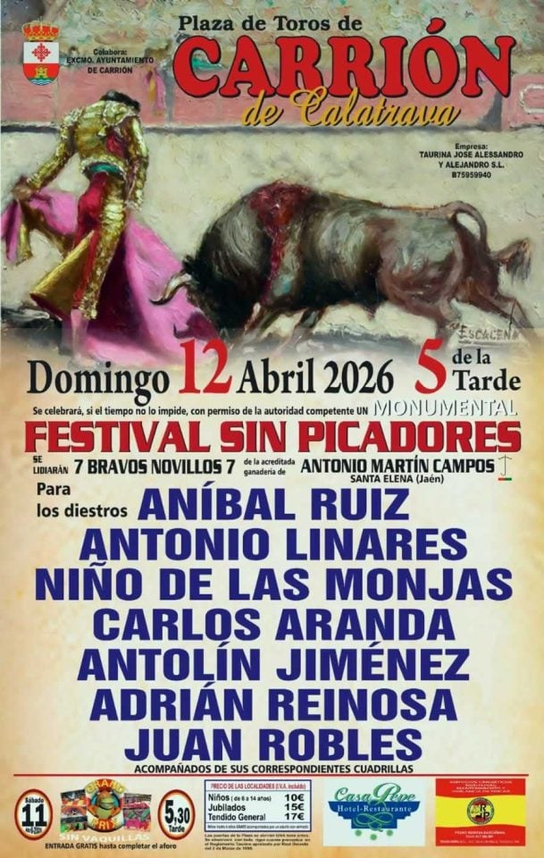 Antonio Linares inicia temporada el 12 de abril en Carrión de Calatrava