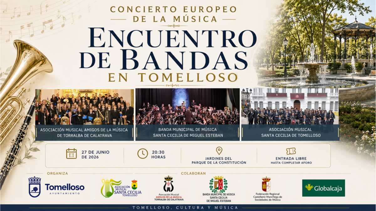 Tomelloso reunirá a más de un centenar de músicos en un gran Encuentro de Bandas