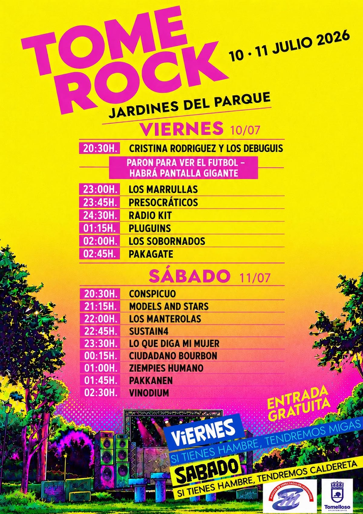 TOMEROCK convertirá el Parque de la Constitución en el gran escaparate del rock local con 17 bandas en directo