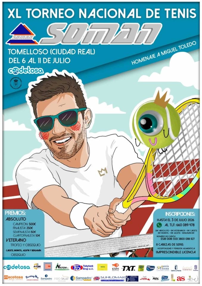 El XL Torneo Nacional de Tenis Soman rendirá homenaje a Miguel Toledo en Tomelloso