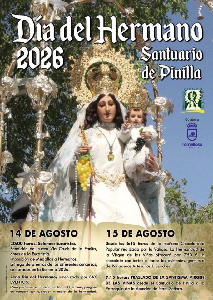 Tomelloso se prepara para recibir a la Virgen de las Viñas con el Día del Hermano en Pinilla