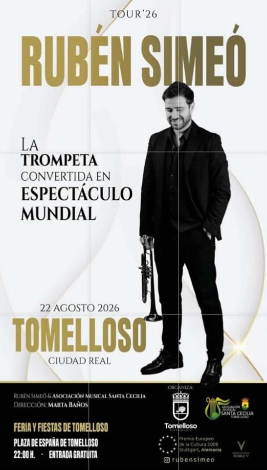El concierto especial de Feria de la A.M. Santa Cecilia contará con la trompeta de Rubén Simeó