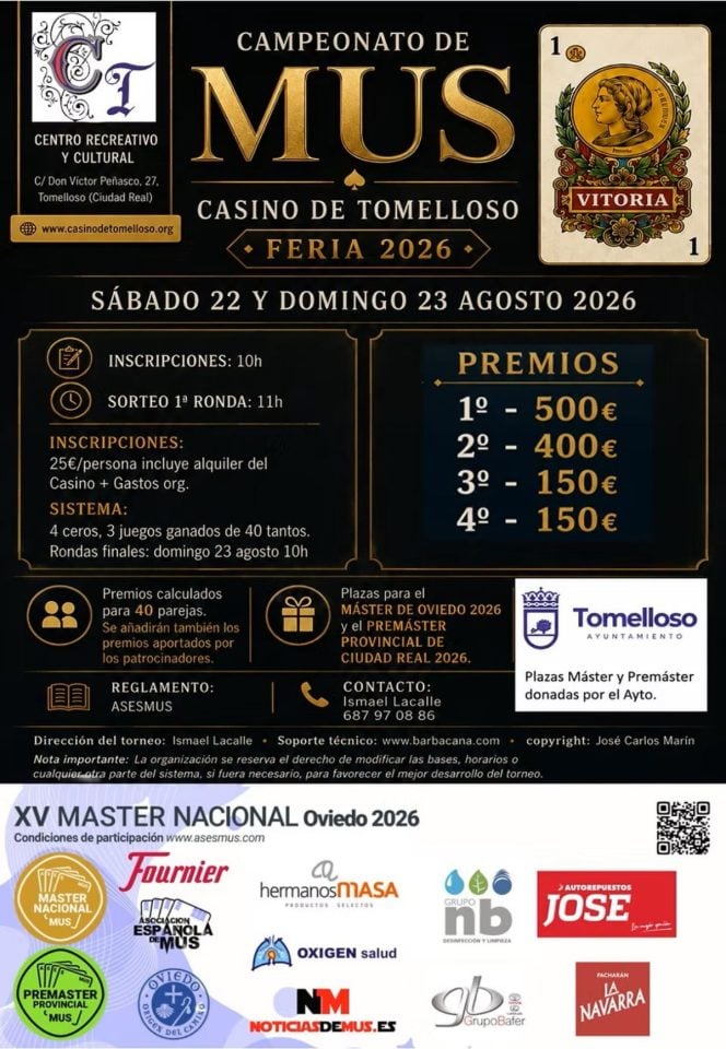 El Casino de Tomelloso recupera sus tradicionales torneos de mesa durante la Feria 2026