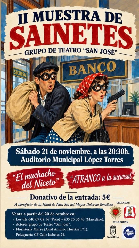 Atracos y risas: el grupo de teatro San José vuelve a los escenarios de Tomelloso por una buena causa